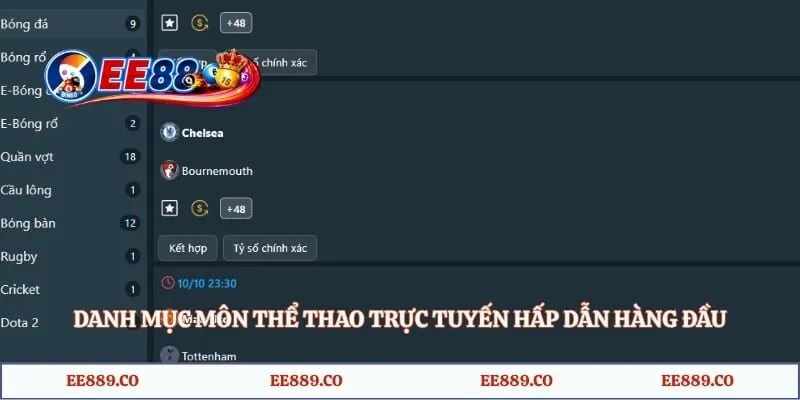Danh mục môn thể thao trực tuyến hấp dẫn hàng đầu