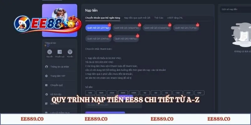 Trang chủ 7 Quy trình nạp tiền EE88 chi tiết từ A-Z