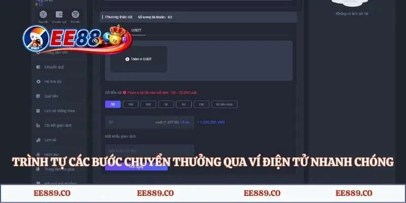Trình tự các bước chuyển thưởng qua ví điện tử nhanh chóng