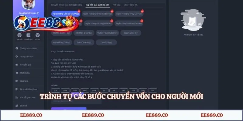 Trình tự các bước chuyển vốn cho người mới