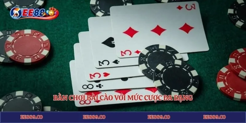 Bàn chơi bài cào với mức cược đa dạng