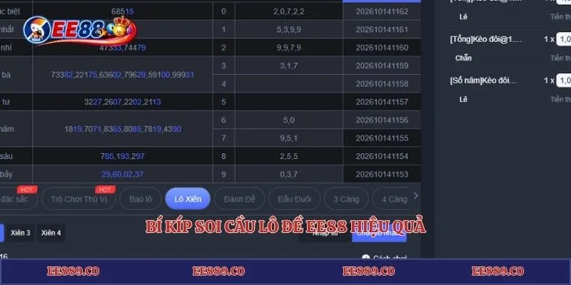 Bí kíp soi cầu lô đề EE88 hiệu quả