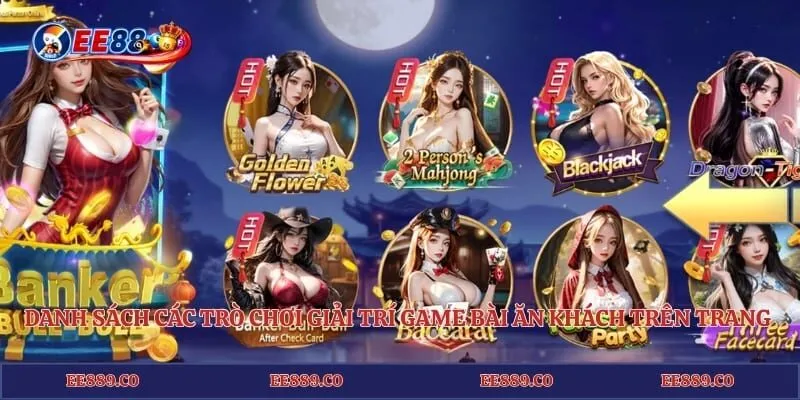 Danh sách các trò chơi giải trí game bài ăn khách trên trang web